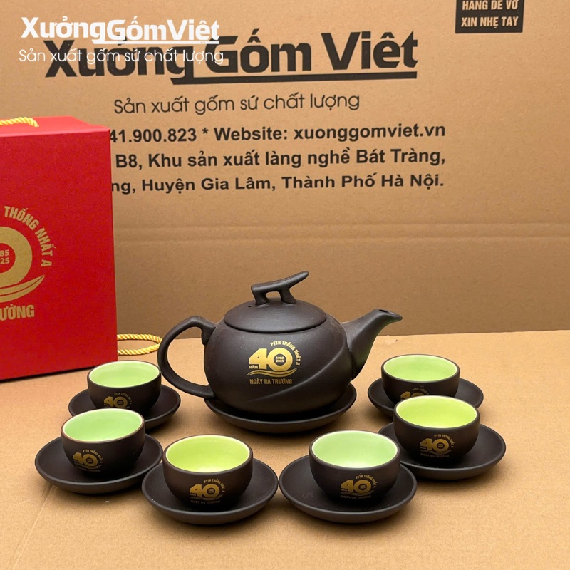 Bộ ấm chén tử sa kỷ niệm 40 về trường