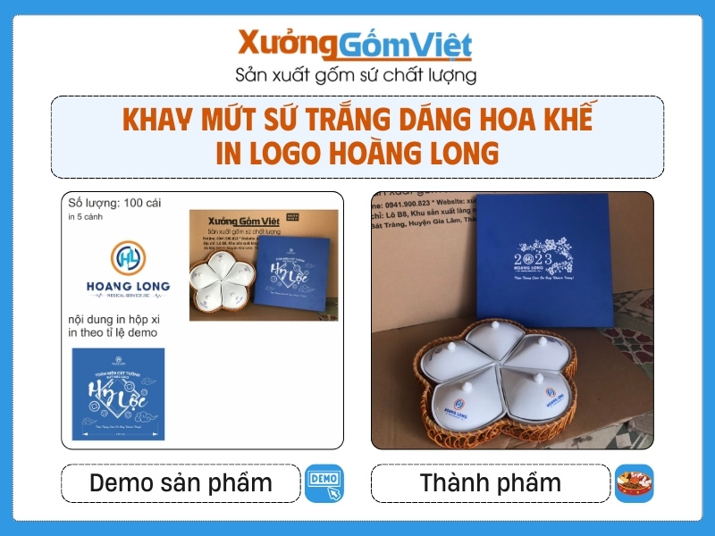 Khay mứt dáng hoa khế in logo