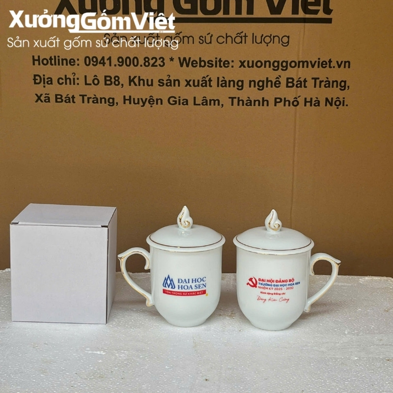 Cốc sứ đại hội Đảng in logo